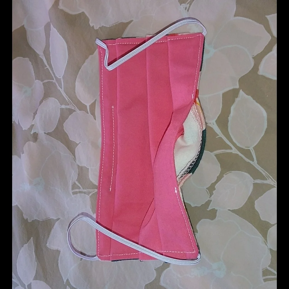 Acacia Mahalo cloth face mask fabric swimwear green pink peach hibiscus … - Picture 5 of 6